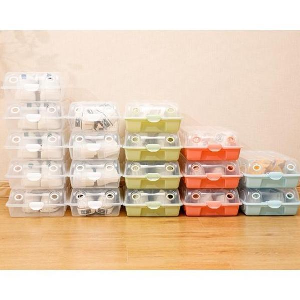 Kotak Sepatu Pria Murah Flip Buka Depan dengan Frame Plastik