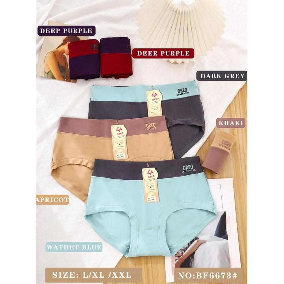 CD Wanita Poliester OREO 6673 Ukuran L-XL-XXL Isi 3/6/12 Pcs - Nyaman, Lembut Katun
