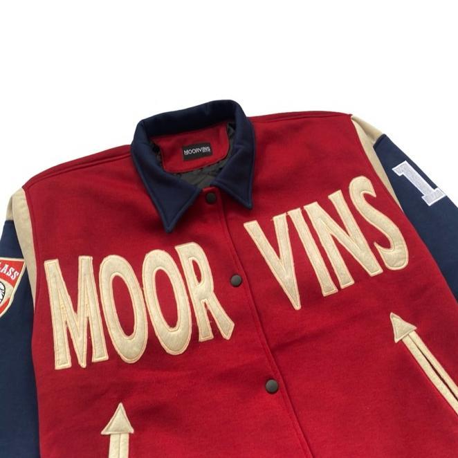 GARANSI Moorvins Varsity Jacket Maroon Polar Fleece KEKINIAN