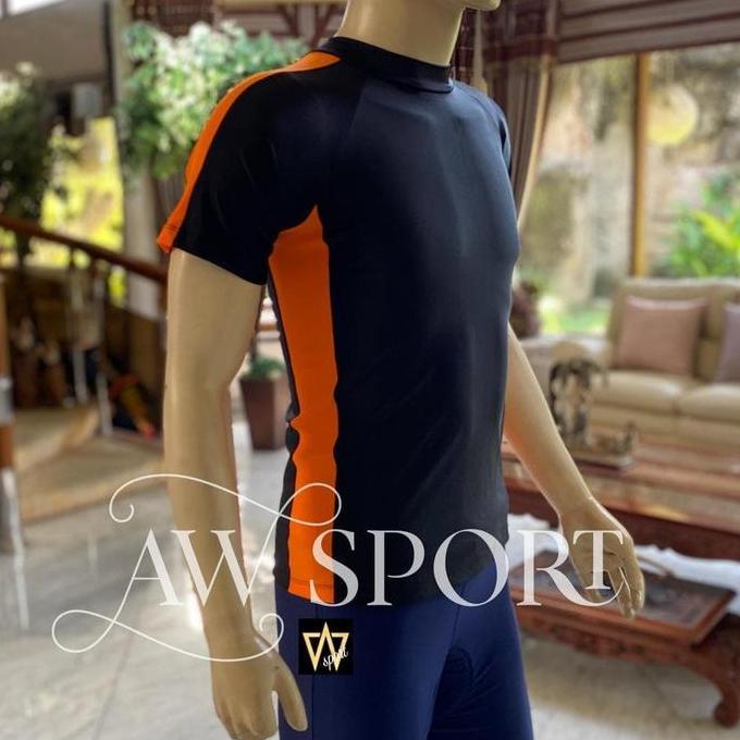 Kaos jersey sepeda lengan pendek/kaos sepeda hitam orange