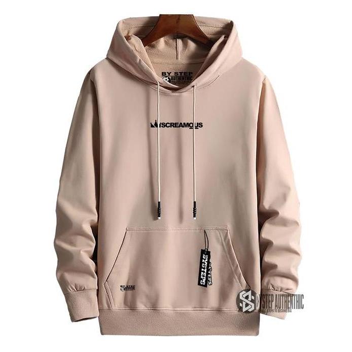 TERKINI Sweater Hoodie Pria SCREAMOUS Distro Original Japanes Style Warna Cream Unisex Cowok Cewek K