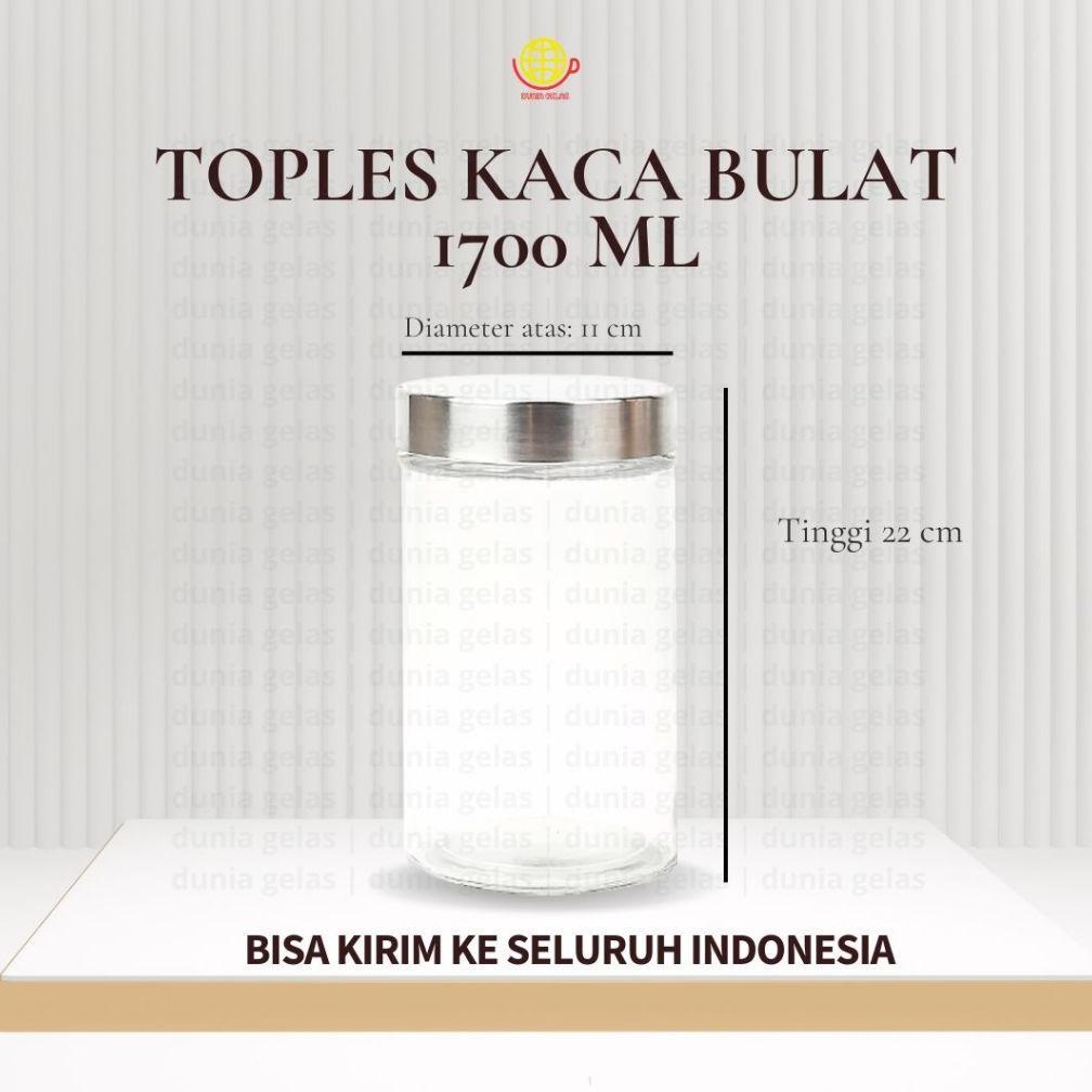 Toples Kaca Bulat 1700 ml / Toples Kacang / Toples Cemilan / Toples Kaca Tutup Putar / Toples Lebara