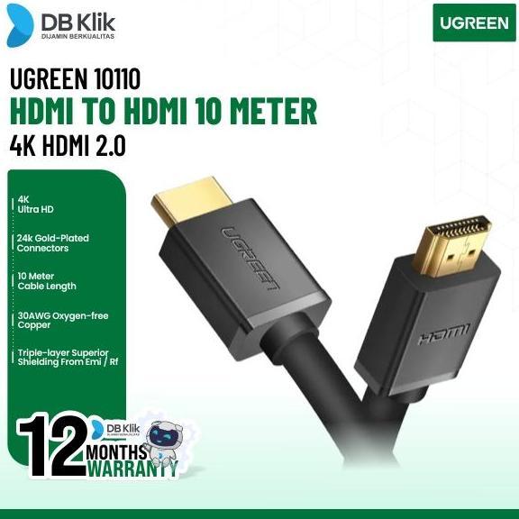 Kabel UGreen 4K HDMI 2.0 Male to Male 10 Meter (10110) - UGREEN 10110