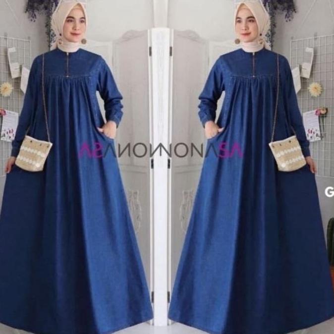 GAMIS JEANS WANITA TERBARU 2026/GAMIS JEANS WANITA MODERN 2026/GAMIS JEANS/GAMIS DENIM Polos