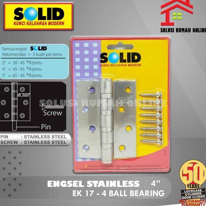 SOLID Engsel Stainless 4 inch EK 17 / Engsel Pintu 4 Ball Bearing