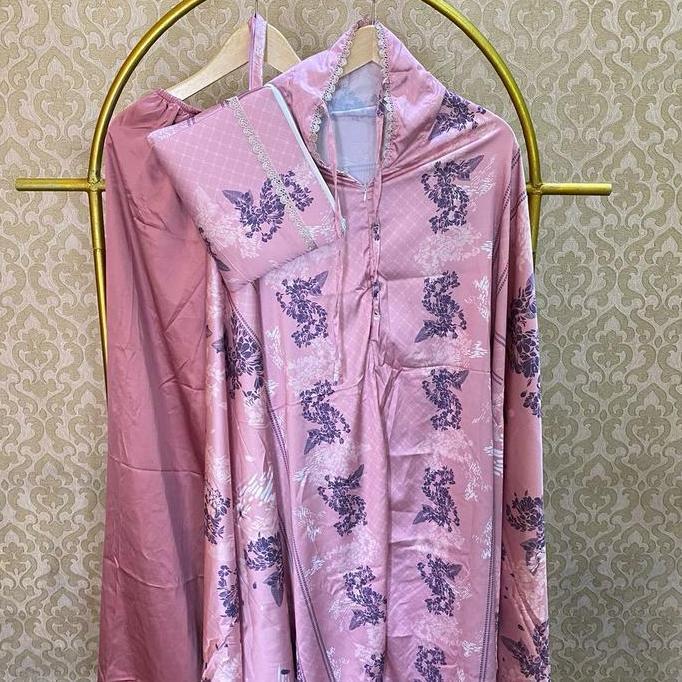 Mukena Armani Silk Premium Jumbo 2in1 - Mewah & Motif Hitam - Dewasa, Silky, Katun, Renda, Traveling