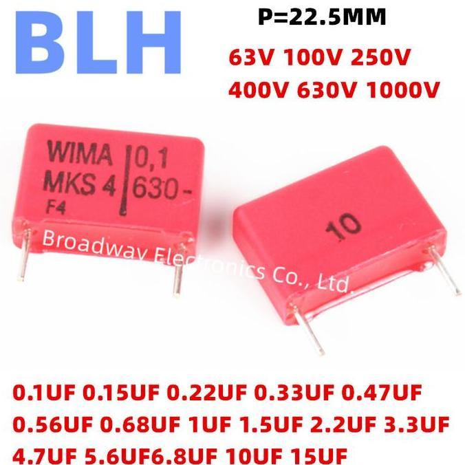 2PCS WIMA RED MKS4 22.5MM Film Capacitor Hi-Fi Audio P22.5 63V 100V 250V 400V 630V 1000V 0.56UF 0.68