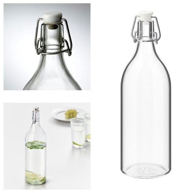 Zamakarangjaya - BOTOL KACA BENING TEMPAT AIR MINUM DENGAN PENUTUP BOTOL 1LTR
