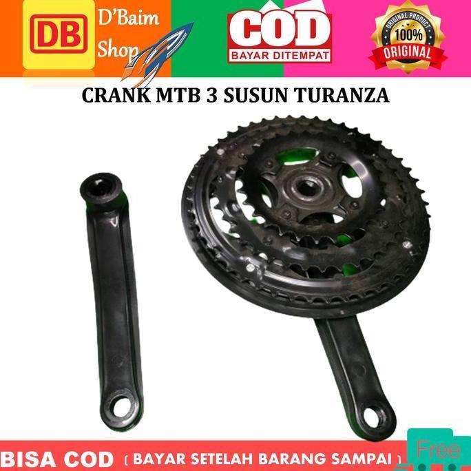 PEDAL CRANK SEPEDA MTB/GEAR DEPAN SEPEDA MTB 3 SUSUN 48T-38T-28T TURANZA/GOESAN [terbaik]