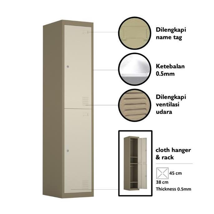 Murah Informa Kiev Loker Besi 2 Pintu - Cokelat Penyimpanan Barang Lemari Arsip Rak Penyimpanan Temp