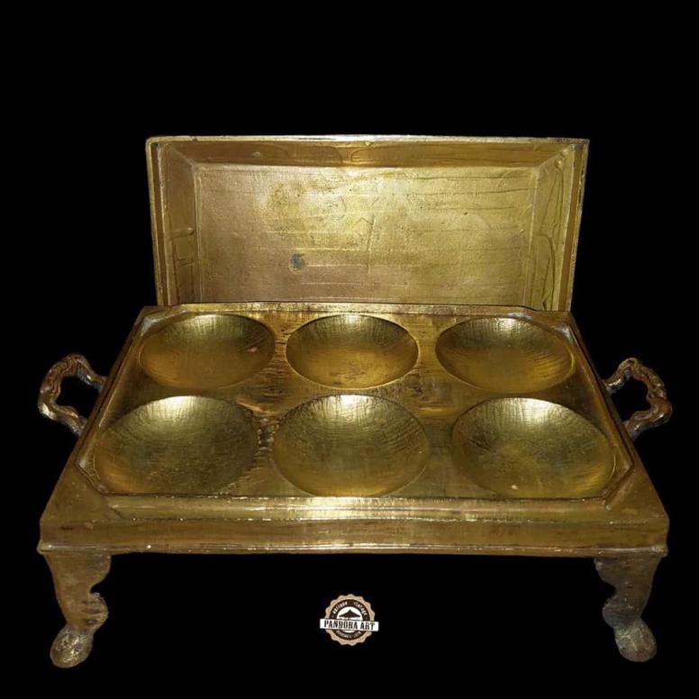 [RY] Cetakan Kue Apem Lubang 6 Kuningan Lawas Tebal