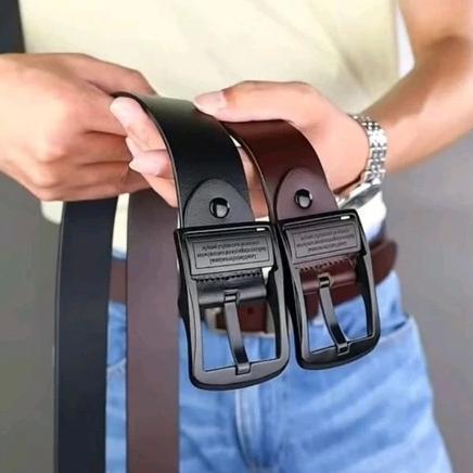 Recommended Termurah -  Sabuk Kulit Asli 2 Lapisan Termurah Ikat Pinggang Pria Kulit Kepala Besi Ban