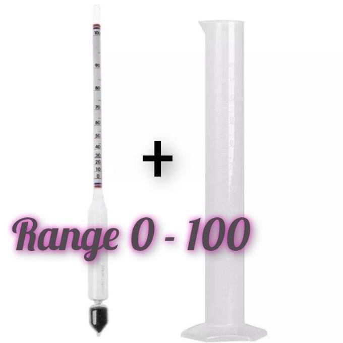 Medikit- Alat Ukur Kadar Alkohol + Gelas Ukur Tabung 100 Ml/Alcohol Meter Alat Ukur Alkohol