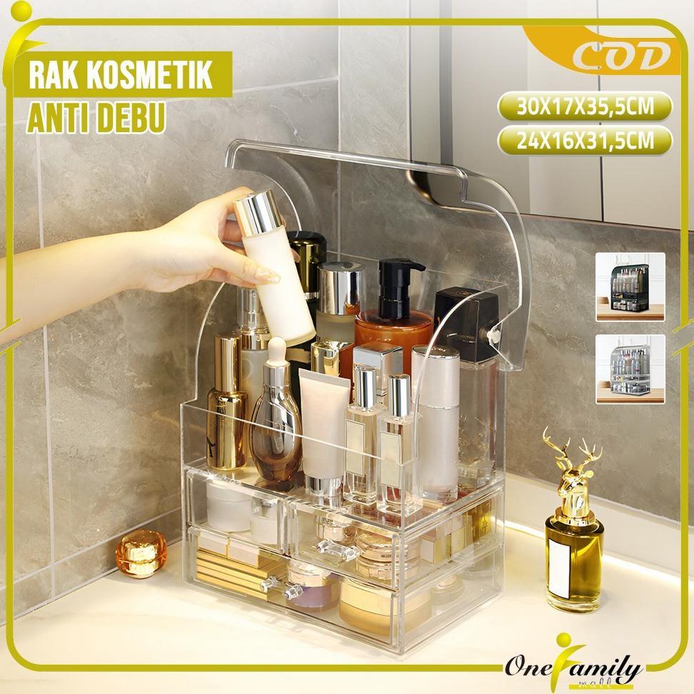 [ZR] ONE-K132 Rak Kosmetik Dengan Laci Anti Debu Tempat Make Up Skincare Rak Akrilik Multifungsi / T