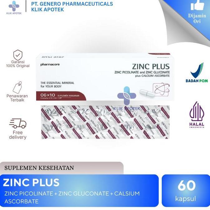 Lansungkirim- Zinc Plus 60Tablet | Zinc Picolinate-Zinc Gluconate-Calcium Ascorbate | Suplemen Keseh