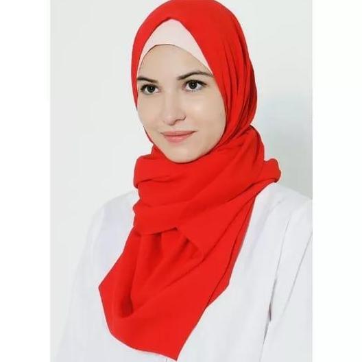 Pashmina//selendang Shawl Polos//syal plos Armani Exclusive - MERAH Best Quality
