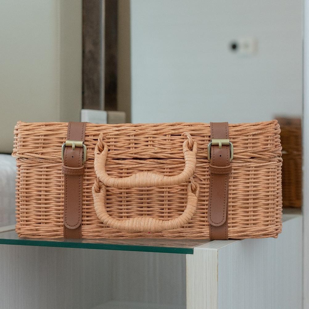 [ZR] Keranjang Koper Rotan Kirana Coklat Muda 35x25x14cm