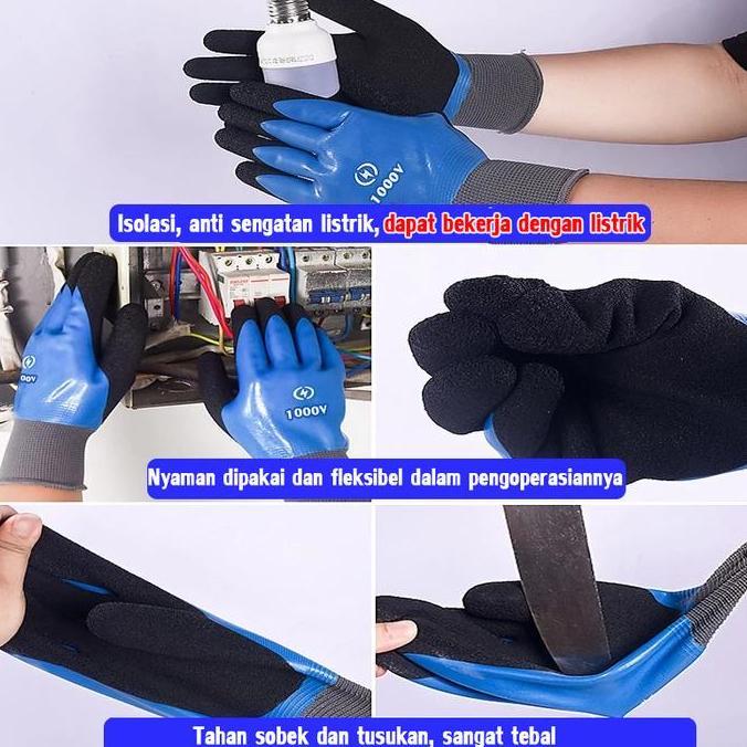Whynot- Sarung Tangan Berinsulasi 1000V Karet Tahan Air & Tekanan Tinggi Anti Tusuk & Getaran Untuk 