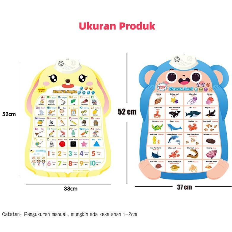 hot poster suara dinding angka dan huruf mainan poster bicara edukasi 3 bahasa musik indonesia inggr