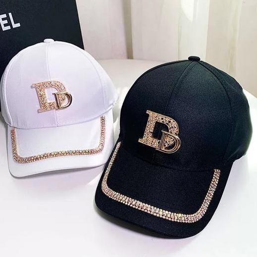 Papipapu- Caramel - Topi Baseball Double D Manik Casual Cap Sport Distro Bahan Katun Kuning Putih Pi
