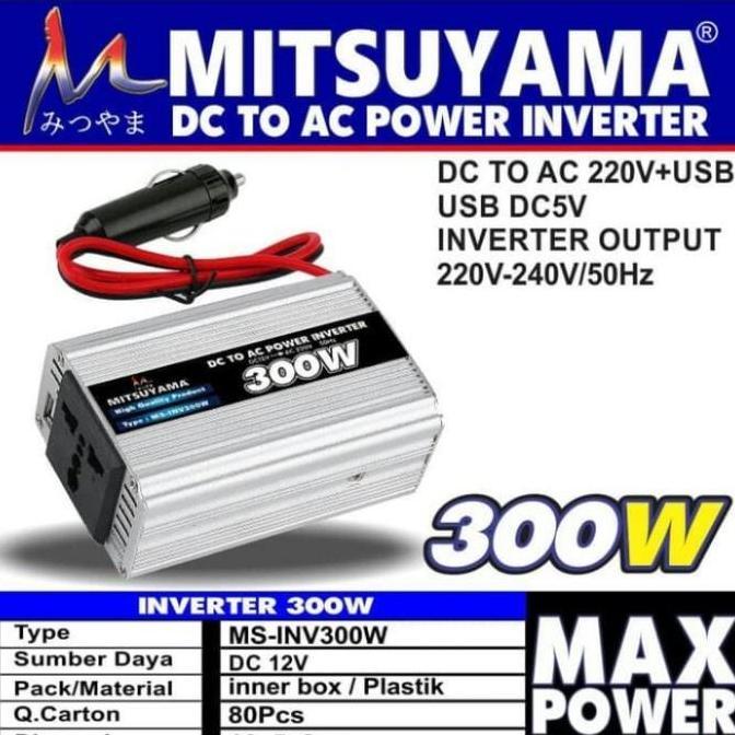COD Power Inverter 300 Watt Mitsuyama MS-300W DC to AC With USB 5 V  Inverter DC ke AC 300W Mitsuyam