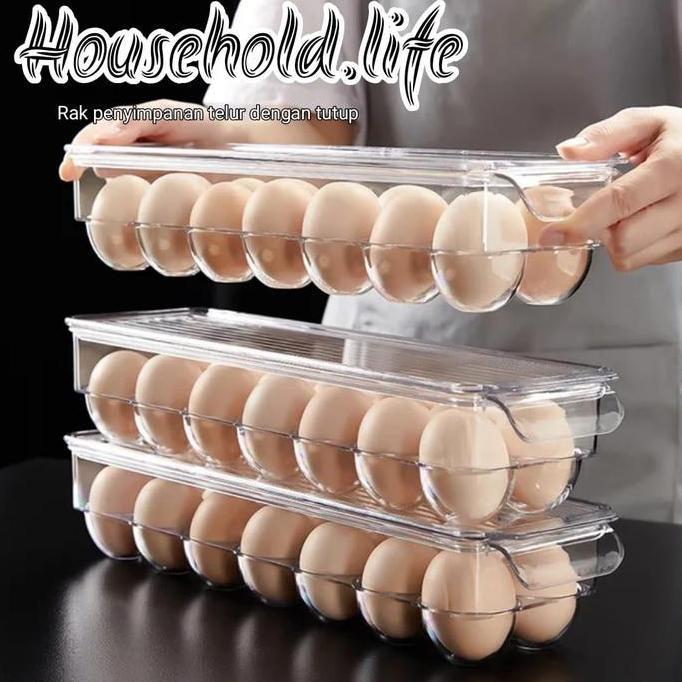 Rak Telur Kotak Penyimpanan Telur Acrylic / Rak Telur / Egg Box / Wadah Simpan Telur Refrigetor Food