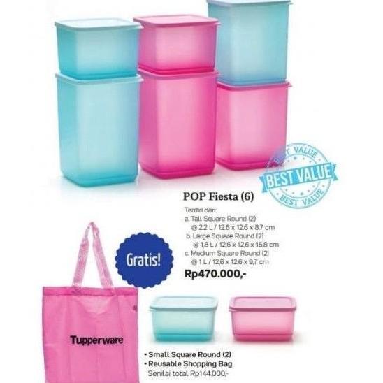 Tupperware pop fiesta free tas toples set 8pcs Original