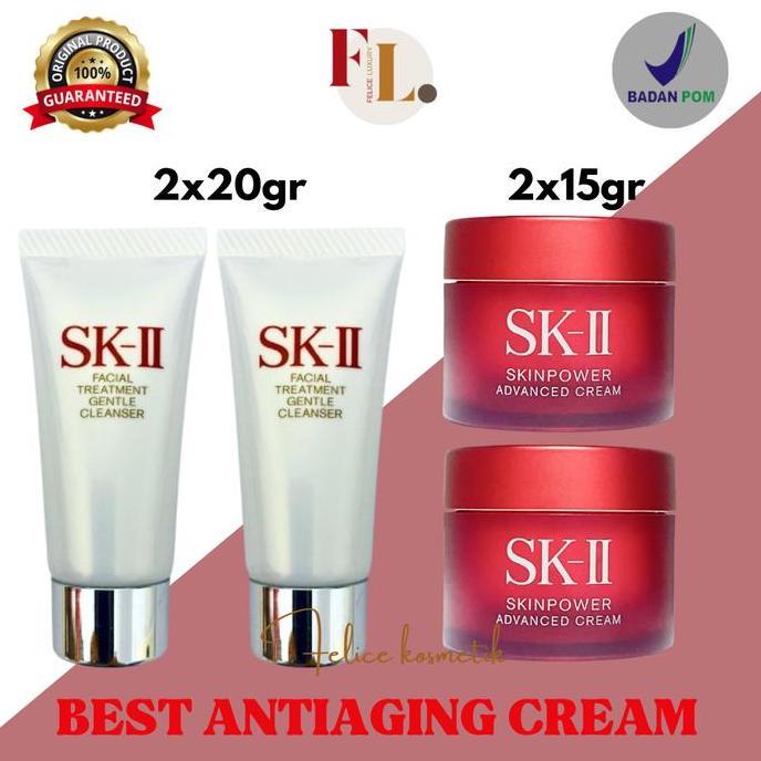 SKII SKII SK-II SK2 SK II FACIAL TREATMENT GENTLE CLEANSER SKINPOWER ADVANCED CREAM PELEMBAB WAJAH