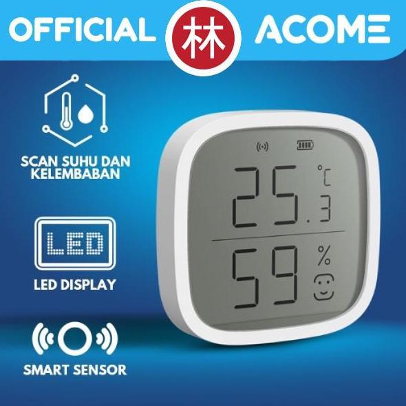 Acome Sensor TH1 Smart Zigbee Scan Suhu Kelembapan Udara Humidity Temperature Ruang LED Display