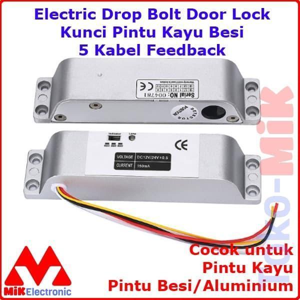 ELECTRIC DROP BOLT DOOR LOCK KUNCI PINTU KAYU BESI 5 KABEL FEEDBACK