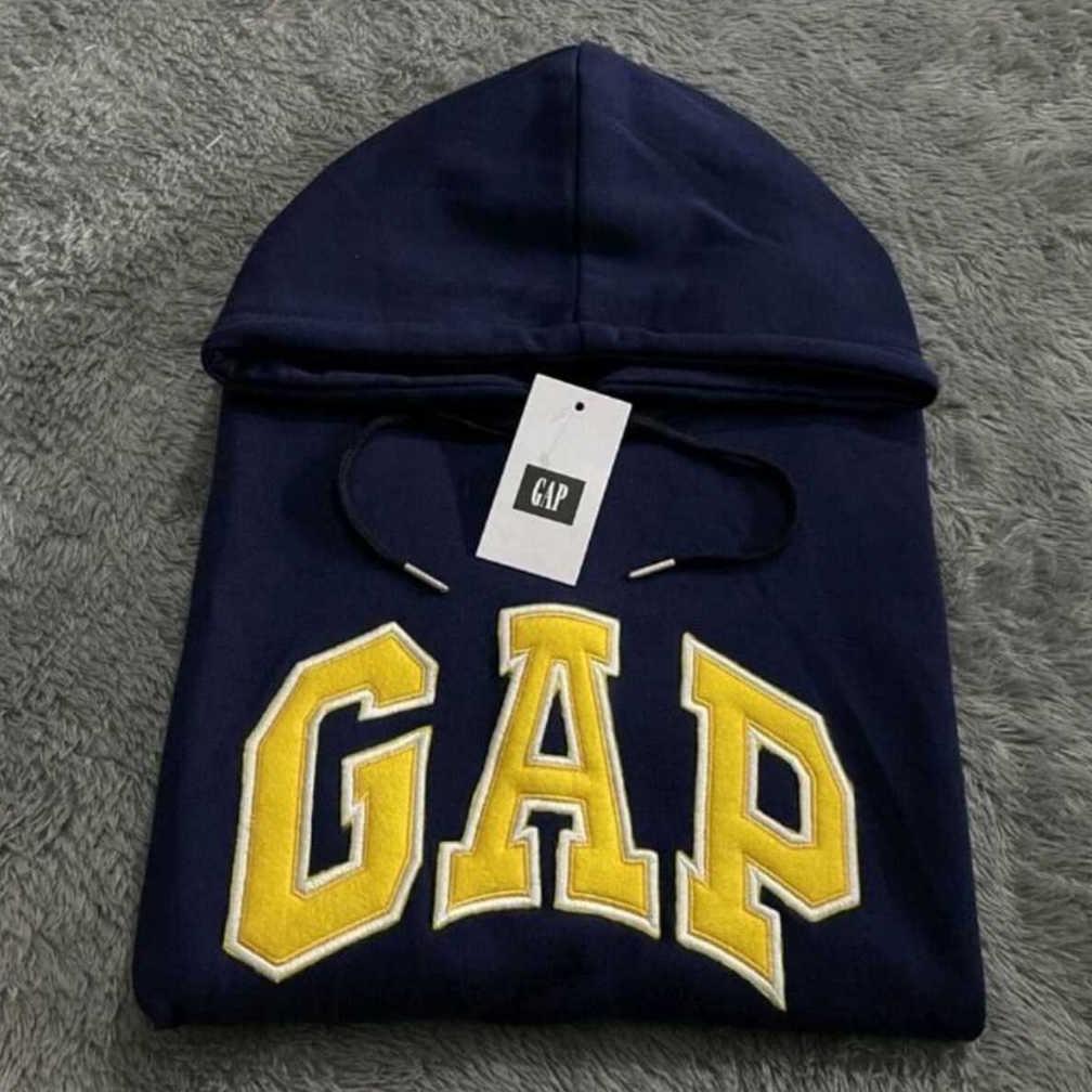 BEST SALE Jaket gap - Hoodie GAP Navy Teks Kuning Bordir Uniseks Premium Size M sampai XXL Dewasa