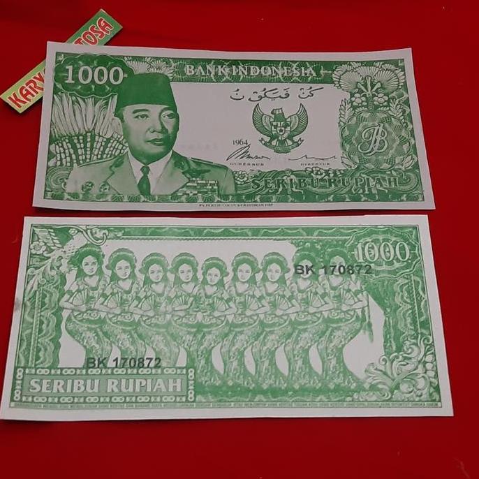 Ready uang soekarno serimpi 9 melengkung pecahan 1000 rupiah hijau murah