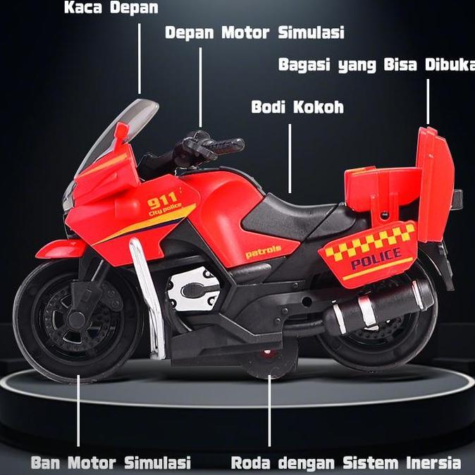 Logpranissa_ - Motor Mainan Anak Realistis Tahan Banting, Jok Bisa Dibuka, 4 Warna Ceria, Hadiah Die