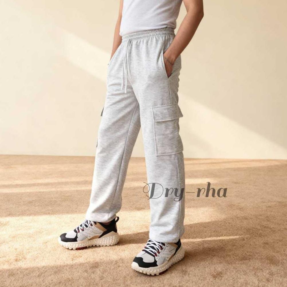 Terbaru Dryrha - Celana Cargo Panjang Pria Korea Style Basic Sport Celana Training Kargo Panjang Pri