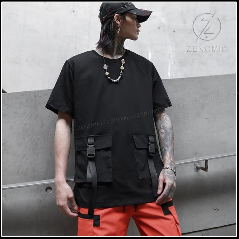 new kaos pria pocket keren distro zenomic hypebeast korea style dance hip hop black & white
