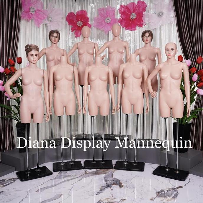 Kapanpun- Manekin Bodyfit Wanita Plastik Dengan Tiang Penyangga - Patung Baju Wanita Atasan Dan Cela
