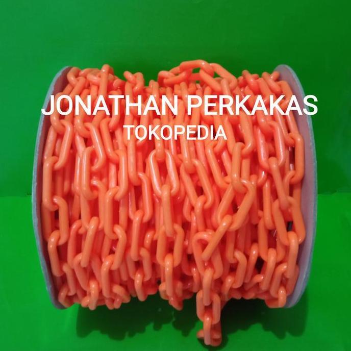 ready rantai pvc 8mm orange /rantai plastik 8mm orange/rantai pembatas