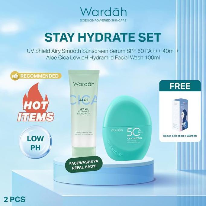 Iyaakirim- New Wardah Paket Facial Wash Gentle Low Ph Lightening Uv Shield Sunscreen 50 Pa++++ /Spf 