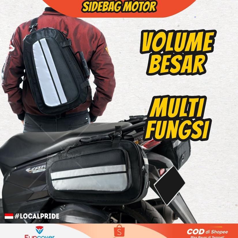 Original Sidebag Motor Side Bag Oval Tas Samping Belakang Motor Waterproof Funcover
