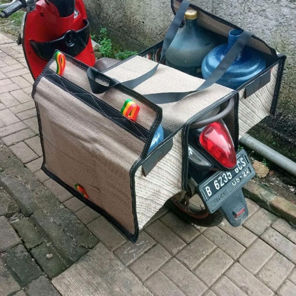 HEMAT TAS OBROK MOTOR SUPER KUAT TAS MOTOR TAS KURIR TAS POS SADDLE BAG BAHAN GONI TEBAL