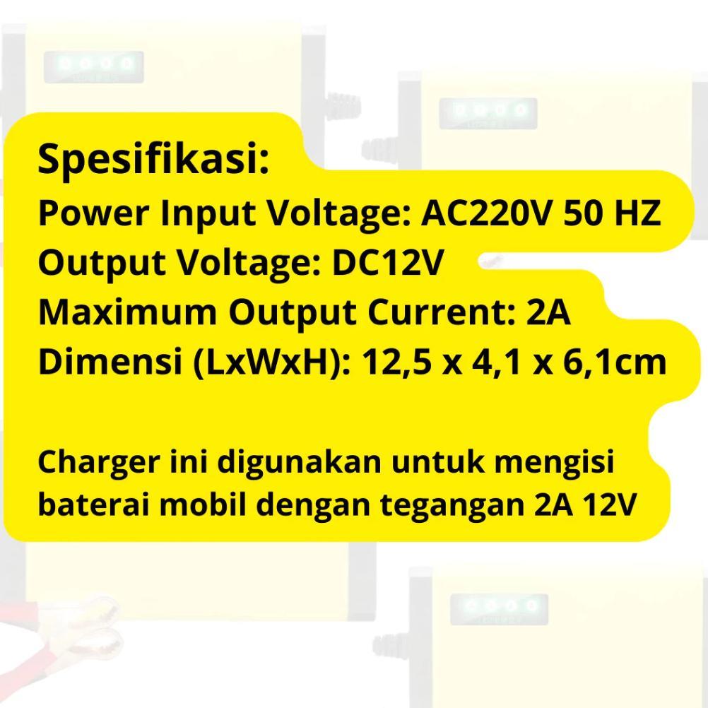 100% Aman Cas Casan Aki Motor Mobil 12V 2A Portable Otomatis Charger Accu Carger Aki Cod