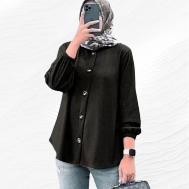 Wkwkwk- Kemeja Jumbo Ld120&105 Atasan Wanita Hijab Karina Blouse Kekinian Blus Tshirt Muslimah Bahan