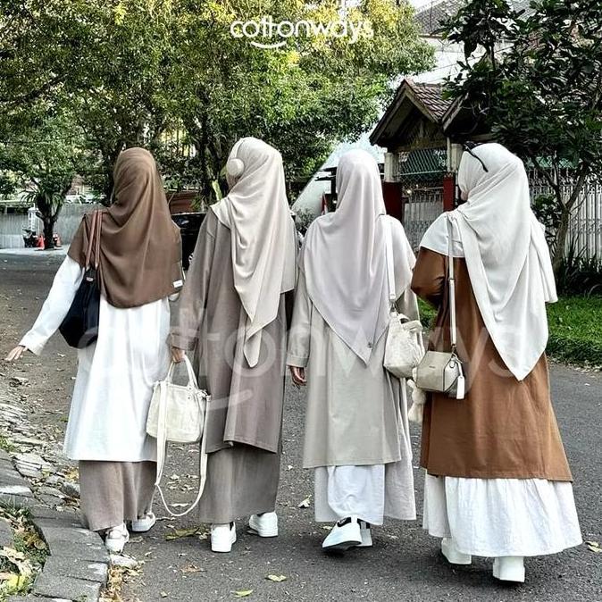 COTTONWAYS Tunic Oversized T-Shirt Kaos Tunik Katun Oversize Panjang Muslim Wanita untuk Ramadhan da