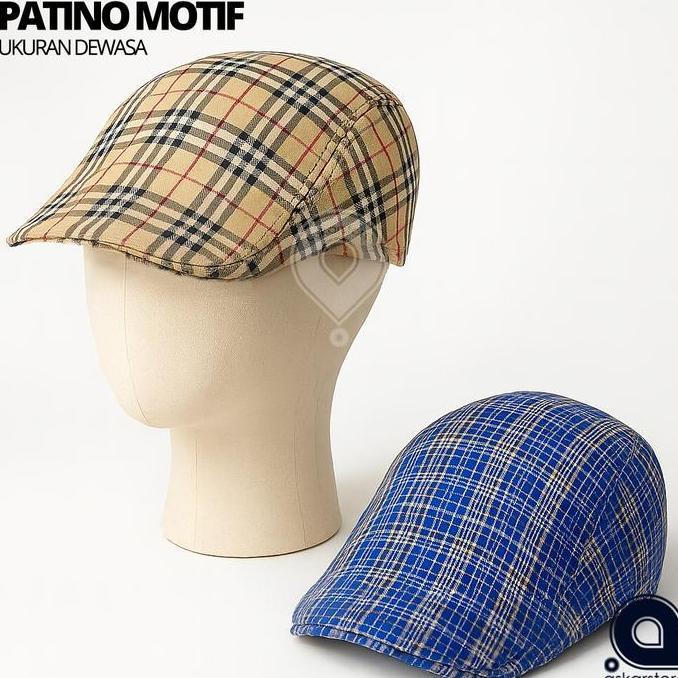 DS174 - TOPI PATINO MOTIF KOTAK DEWASA | Topi Kodok Flatcap Pria Vintage Stylish Motif Premium
