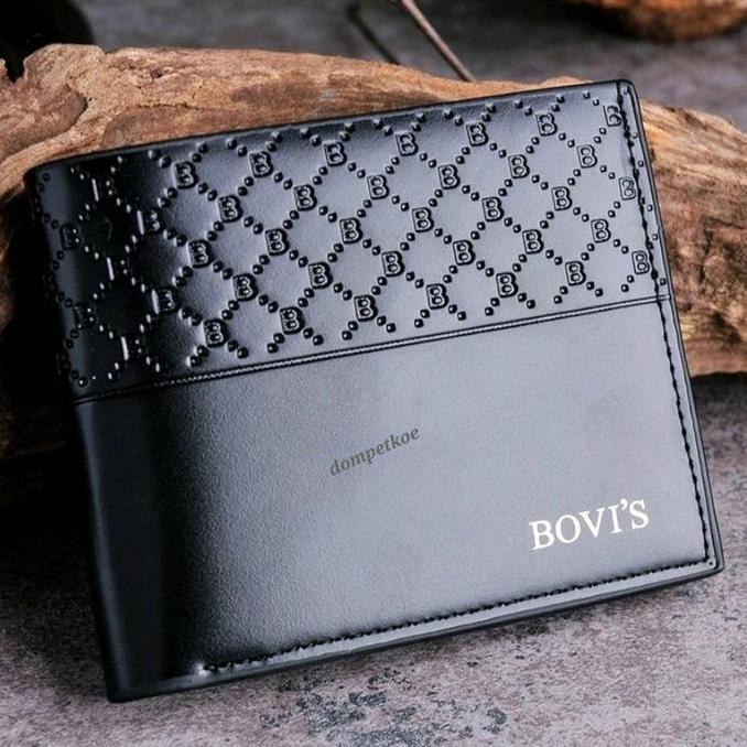 DY84 >> Dompet Pria Original BOVIS Model Lipat Dua Bahan Premium Terbaru Kulit PU