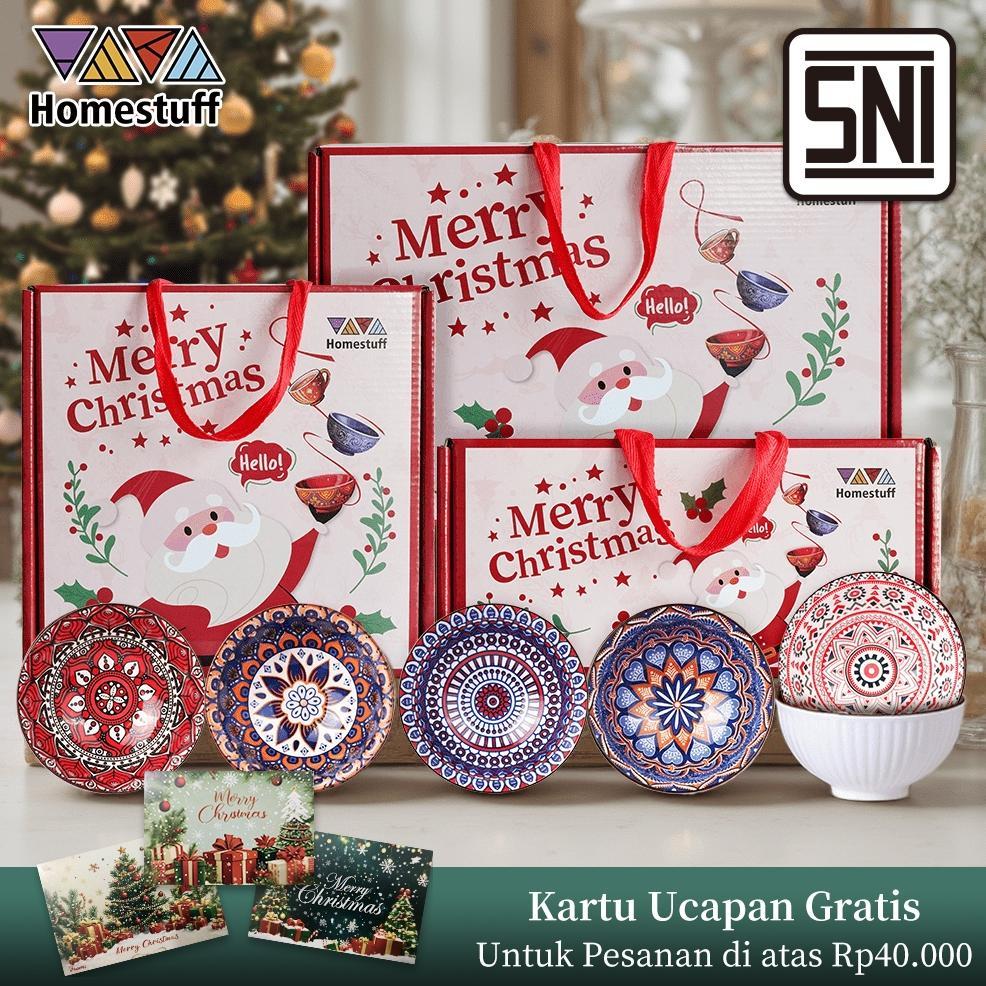 DISKON [SNI] HOMESTUFF HADIAH NATAL MANGKOK SET KERAMIK MOTIF HEWAN LUCU/HAMPERS MANGKOK SOUVENIR HA