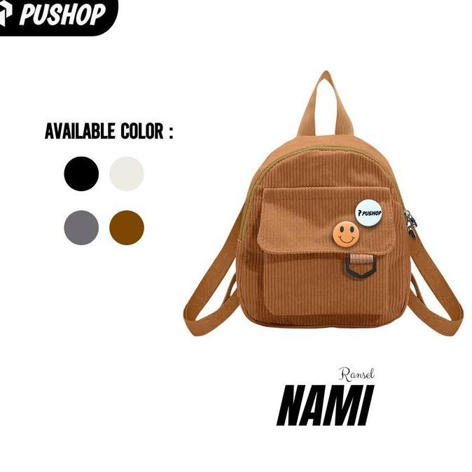 DV192 >> Tas Ransel Pria Wanita NAMI - Backpack Unisex Mini Corduroy Sekolah