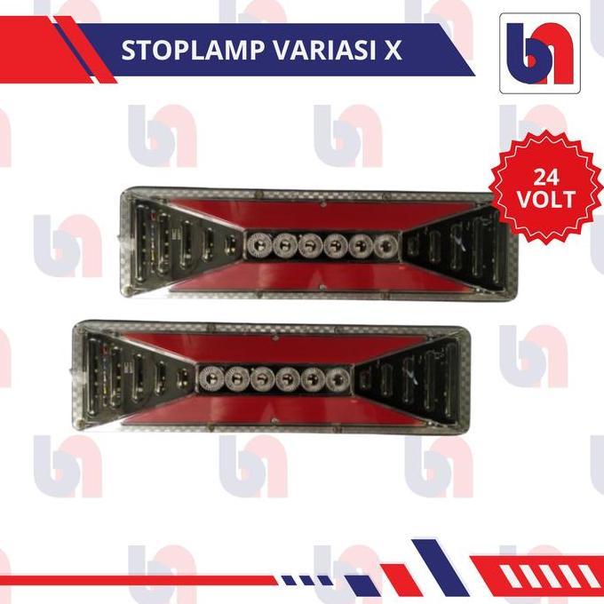 DAXSTORE Stoplamp LED Variasi X Samurai 24Volt 47Cm Lampu Rem Belakang Truk Mitsubushi Fuso Colt Die