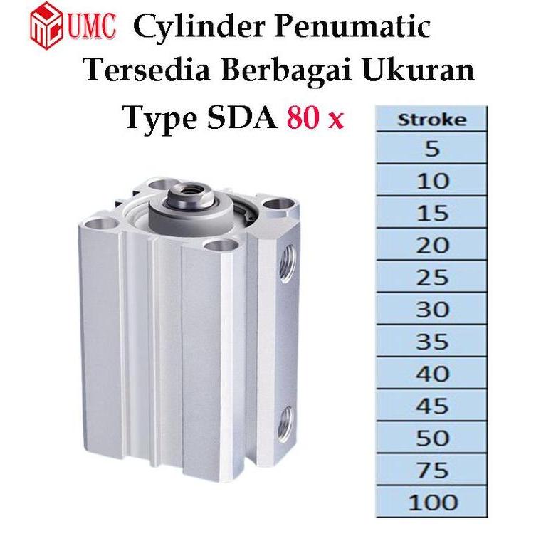Cylinder pneumatic SDA80 COMPACT Pneumatik Angin Air Silinder SDA 80