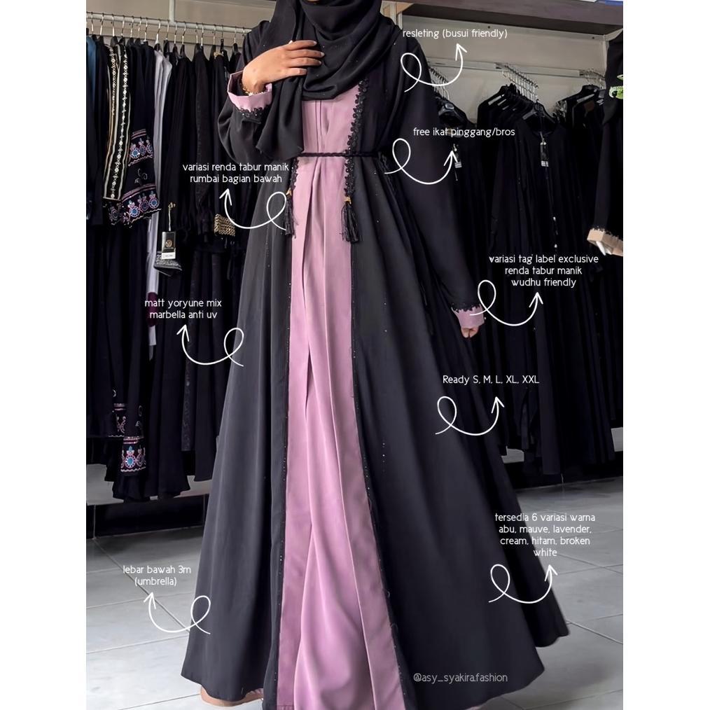 Promo  Yumna Abaya - Abaya Outer Hitam By Asy Syakira Fashion